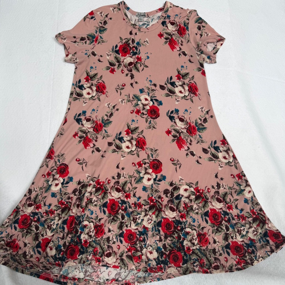 J for Justify Floral Swing Dress XL Blush‎ Pink Rose A Line Stretch